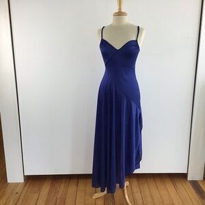 Jeweltone blue spaghetti strap sweetheart neckline bias cut stretch nightie/slip